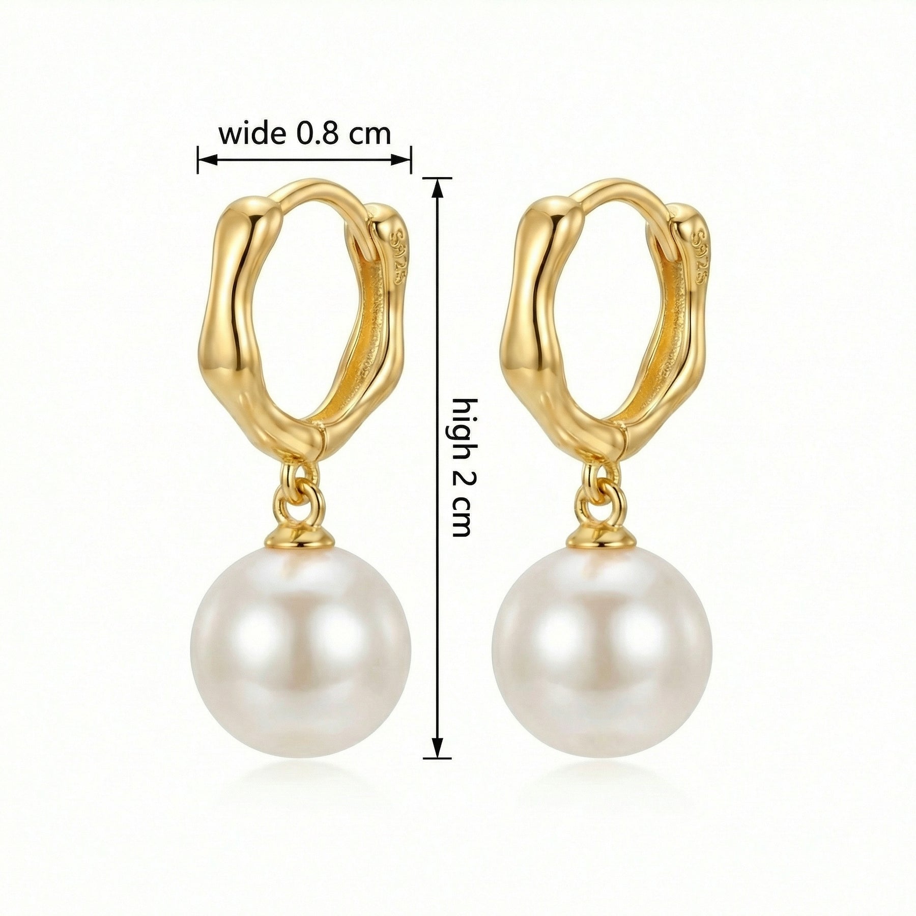 Wavy Huggie Hoops with Pearl Drops – pearl earrings