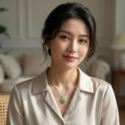 Irregular Jadeite Gourd Halo Necklace – jade necklace, side detail