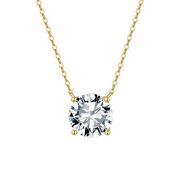 gold-tone Chain Necklace with Solitaire Pendant – sterling silver necklace, close-up