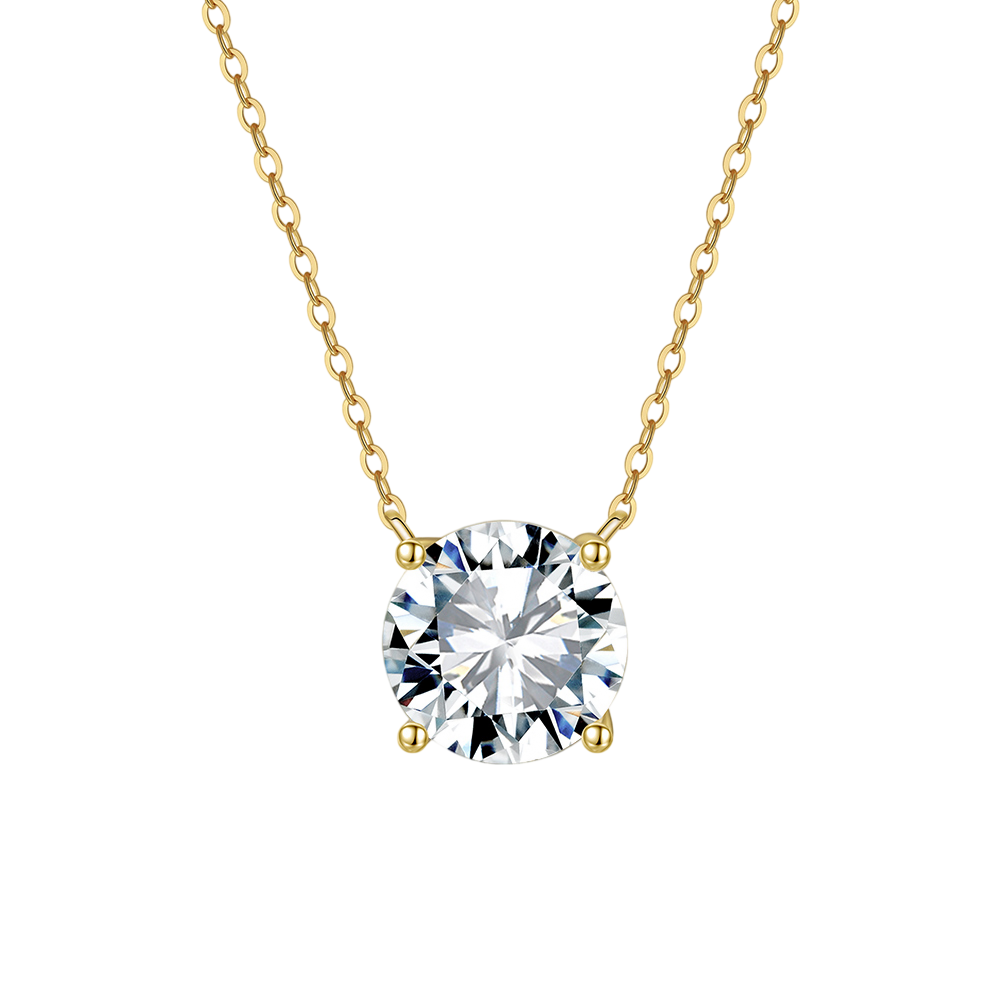 gold-tone Chain Necklace with Solitaire Pendant – sterling silver necklace, close-up