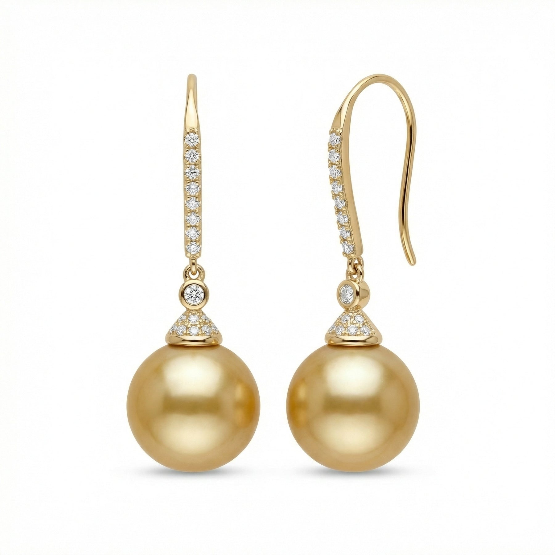 South Sea Champagne Pearl Drops – pearl earrings, close-up