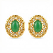 Jadeite-Inspired Filigree Stud Earrings – jade earrings, side detail