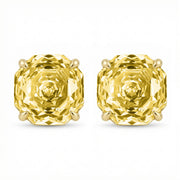 Radiant-Cut Canary Gemstone Studs – sterling silver earrings