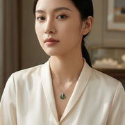 Jade Circle Sparkling stone Necklace – jade necklace, close-up