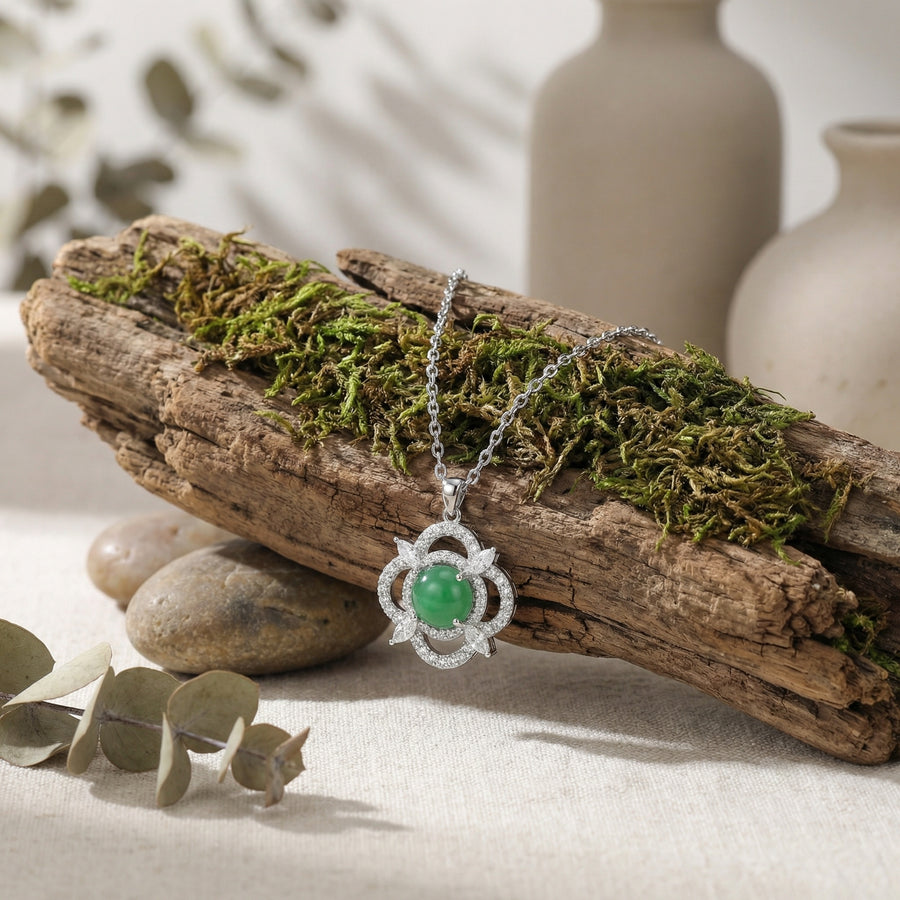 Green Jade Flower Necklace – jade necklace