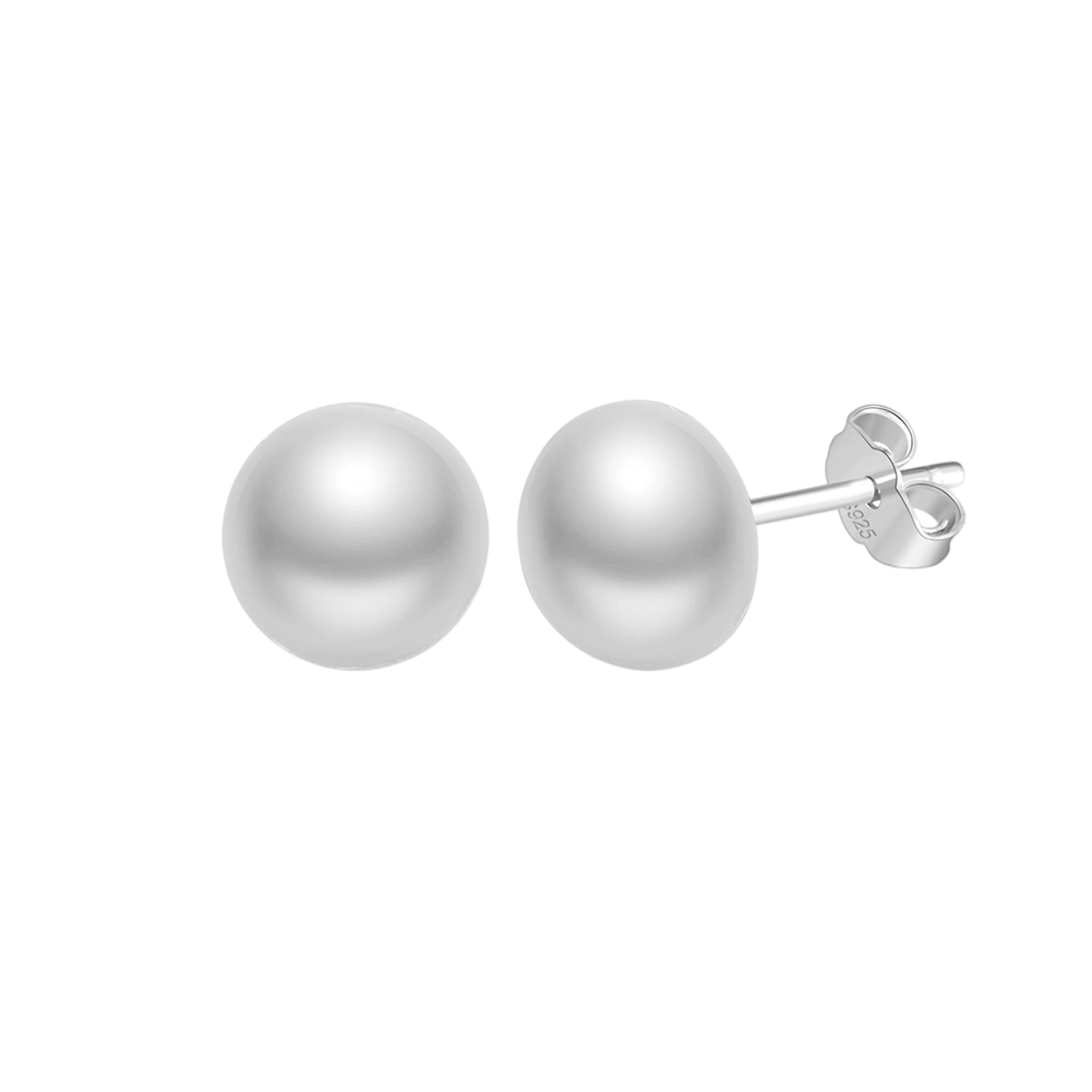 Pearl Stud Earrings with 925 Stamp – pearl earrings, close-up