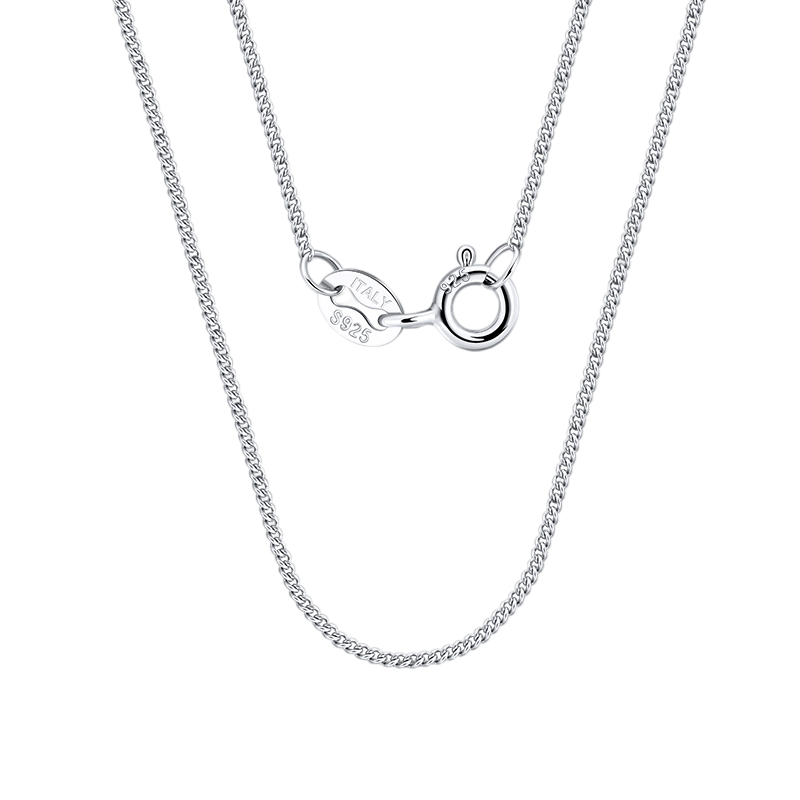 Italian Curb Chain Necklace – sterling silver necklace, close-up