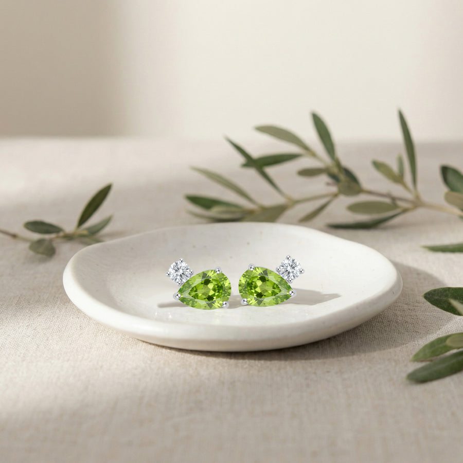 Pear-Cut Peridot Drop Earrings – jade earrings, front view