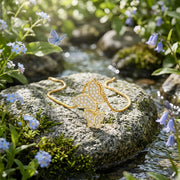 Double Butterfly CZ Necklace – zircon necklace, close-up