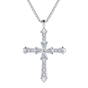 Silver Cross Necklace with Sparkling stone – sparkling stone necklace, front view