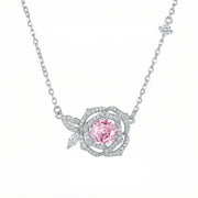 Rose Pendant Necklace, Pink Centerpiece – sterling silver necklace