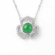 Green Jadeite Floral Halo Necklace – jade necklace, close-up