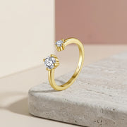 Heart-Shaped CZ Ring in gold-tone – zircon ring, side detail