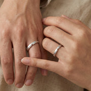 Brushed Silver Couple Rings Set – sterling silver ring