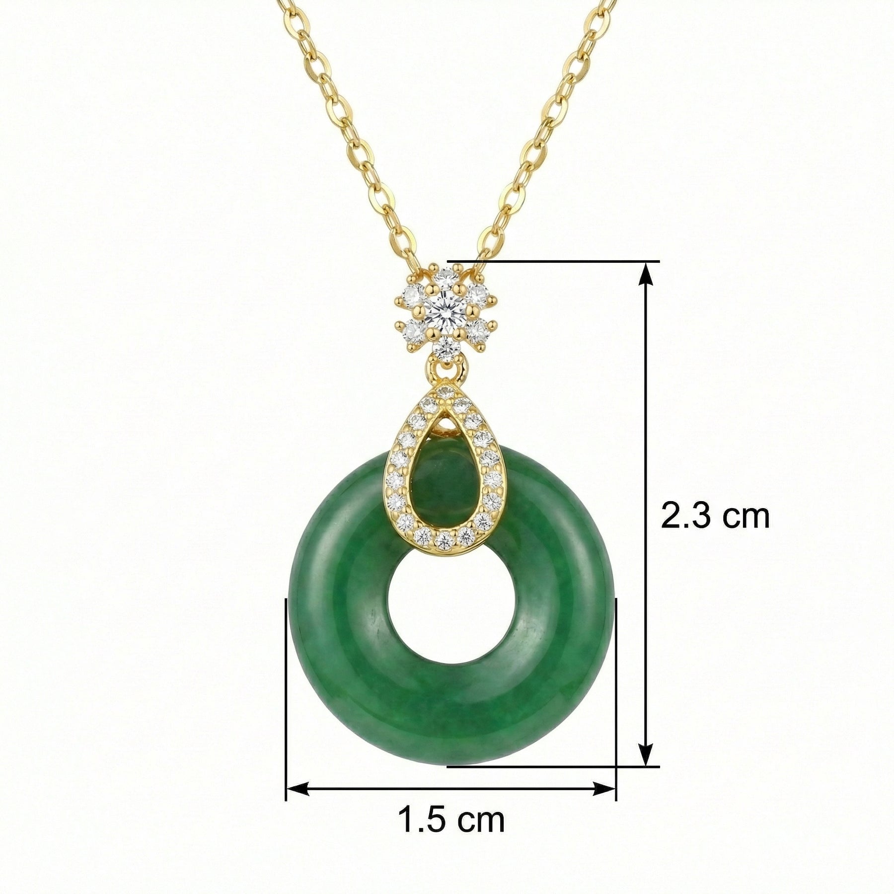 Green Jade Donut Necklace, Floral Accents – jade necklace