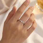 Dainty Wave Ring with Five Stones – sterling silver ring, side detail