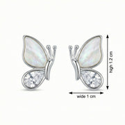Iridescent Butterfly Stud Earrings – sterling silver earrings, close-up
