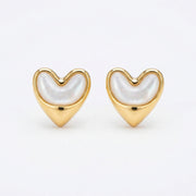 Mother-of-Pearl Heart Stud Earrings – mother-of-pearl earrings, close-up
