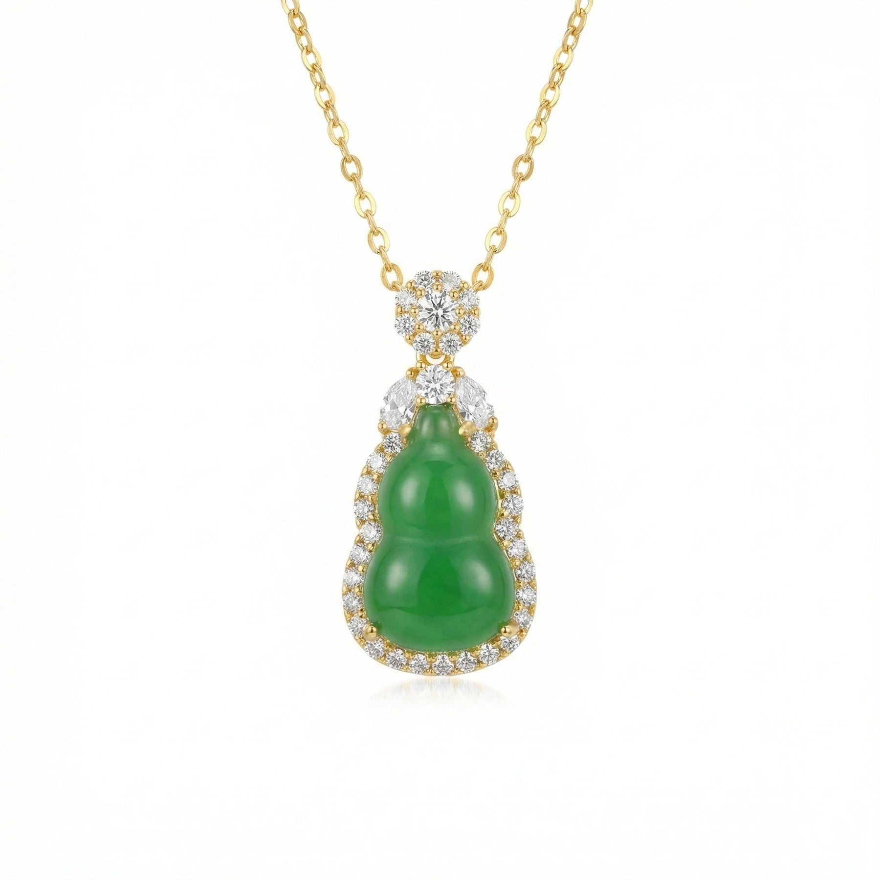 Jadeite Calabash Pendant Necklace – jade necklace, front view