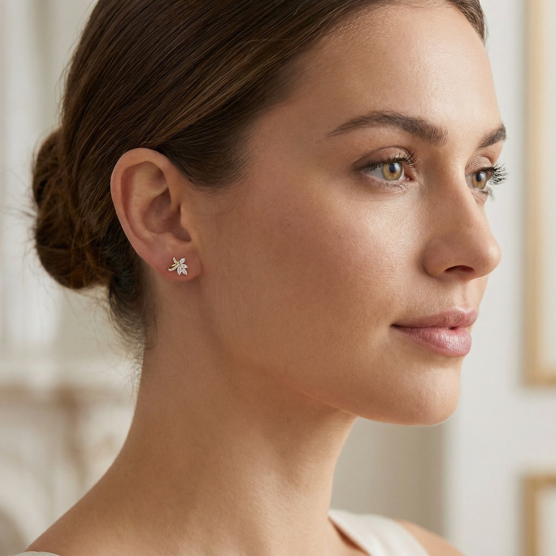 Floral Bow Marquise Stud Earrings – sterling silver earrings