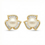 Pearl Baguette Petal Stud Earrings – pearl earrings