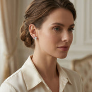 White Pearl Bow Stud Earrings – pearl earrings, side detail