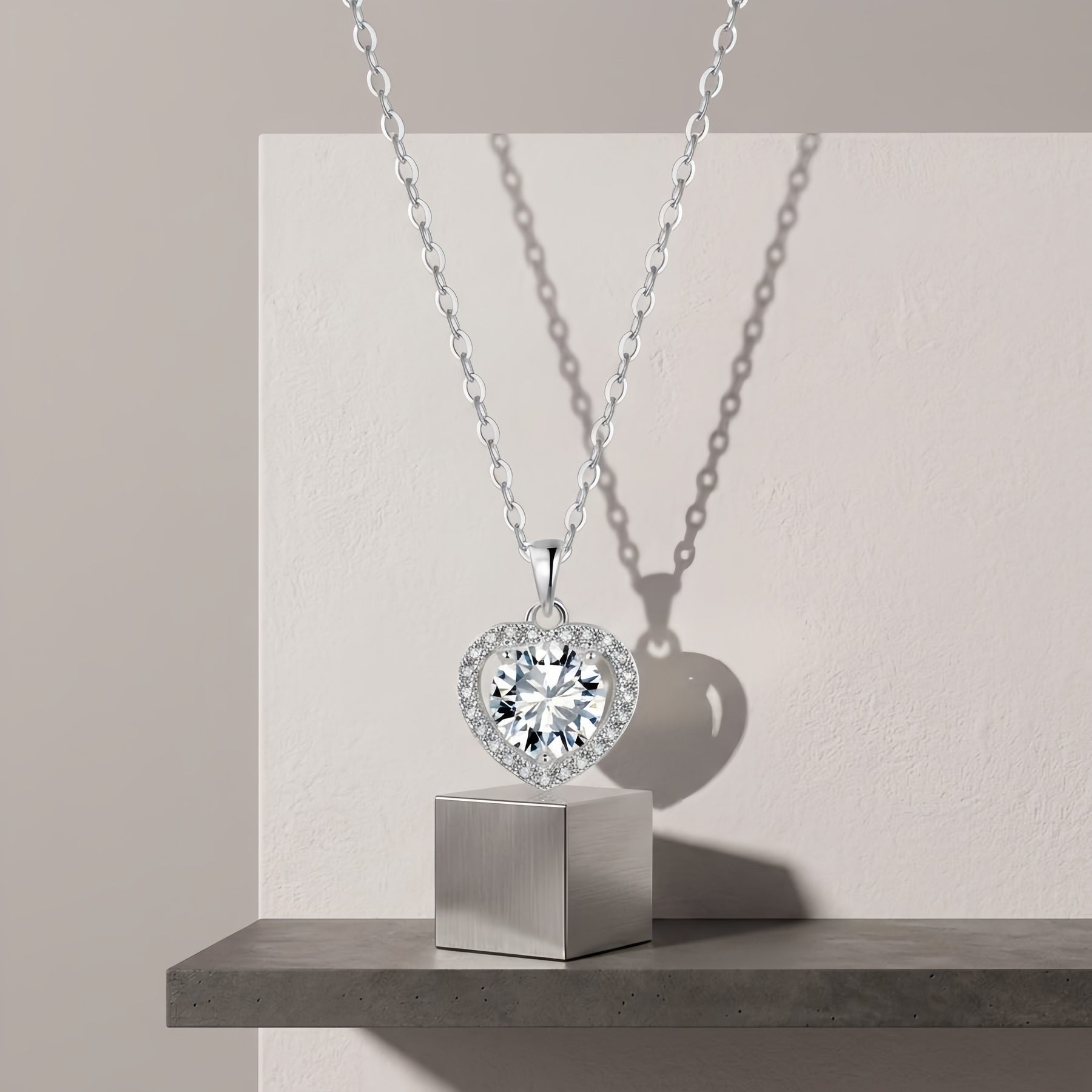 Heart-Shaped Pendant Necklace – sterling silver necklace, front view