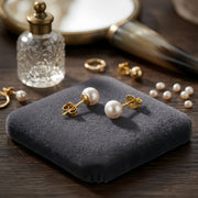 Round White Pearl Studs, Classic Backs – pearl earrings