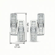 Dual Bar Baguette Stud Earrings – sterling silver earrings, side detail