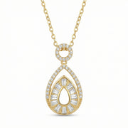 Pear-Shaped Sunburst Pendant Necklace – sterling silver necklace, side detail