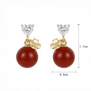 Heart Crystal Red Bead Drop Earrings – crystal earrings, side detail