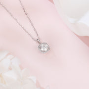 Square Halo Sparkling stone Necklace – sparkling stone necklace, close-up