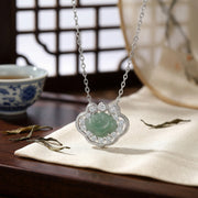 Green Jade Cloud Ruyi Necklace – jade necklace, front view
