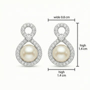 Pearl Infinity Drop Earrings – pearl earrings, front view