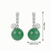 Jade Sphere Fortune Charm Drop Earrings – jade earrings, side detail