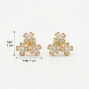 Triple Clover Cluster Stud Earrings – sterling silver earrings, front view