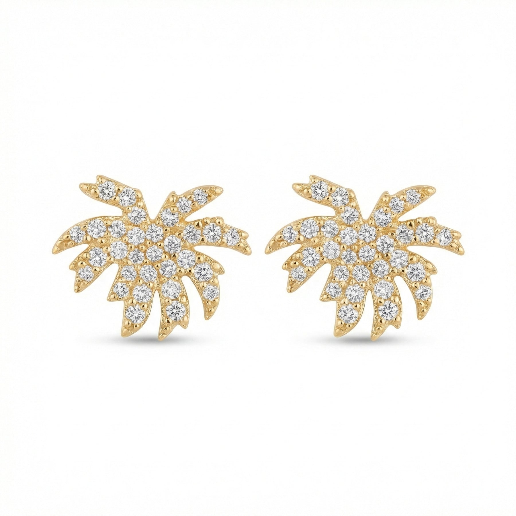 Tropical Palm Tree Stud Earrings – sterling silver earrings, side detail