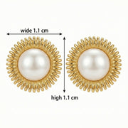 Pearl Sunburst Stud Earrings – pearl earrings, front view