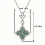 Jade Flower Clover Pendant Necklace – jade necklace, close-up