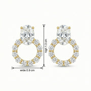 Oval Halo Drop Stud Earrings – sterling silver earrings, close-up