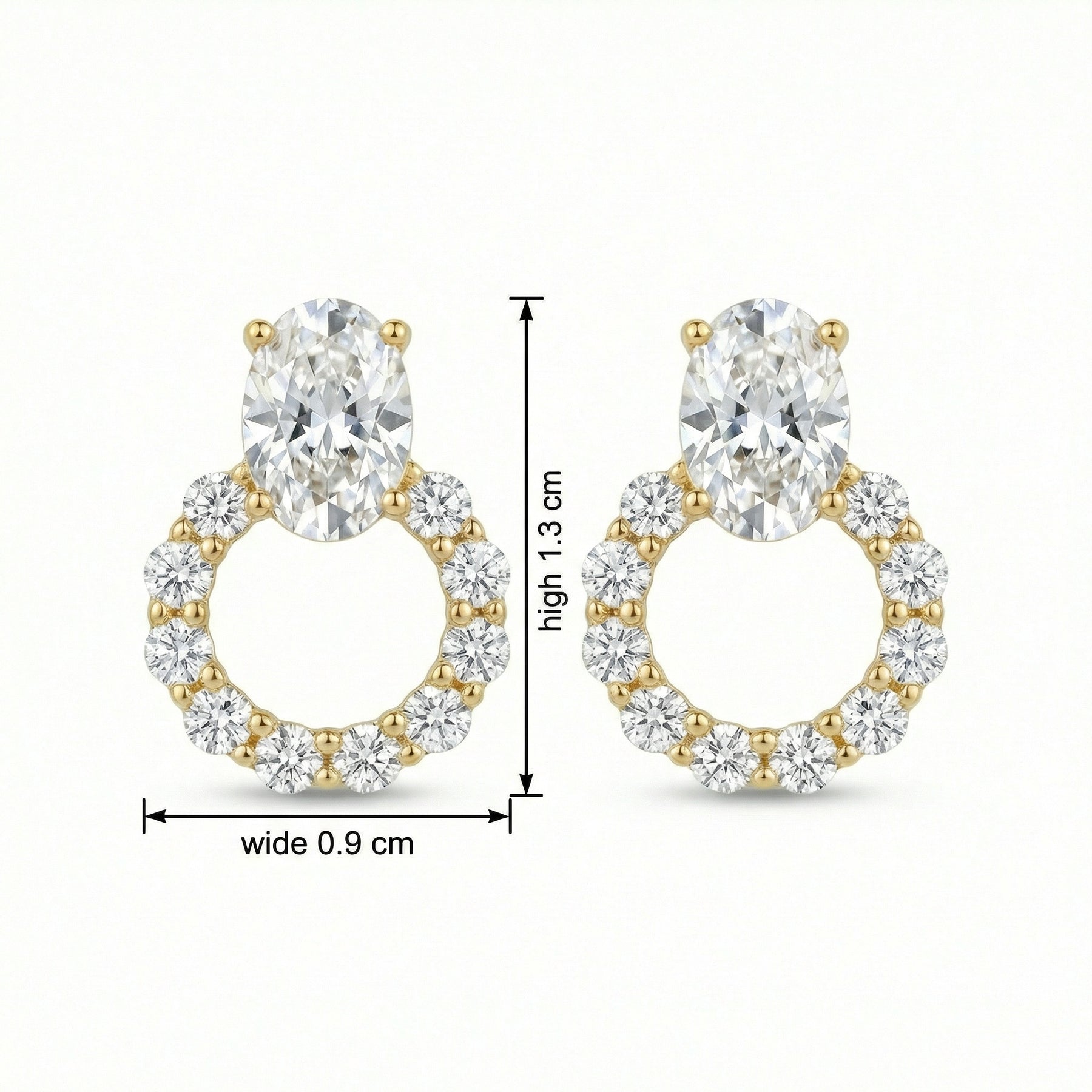 Oval Halo Drop Stud Earrings – sterling silver earrings, close-up