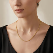 Italian gold-plated Wheat Chain Necklace – gold-plated necklace, close-up