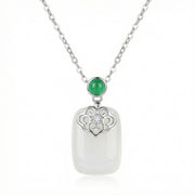 White Jade Filigree Pendant Necklace – jade necklace, side detail