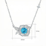 Rose-Inspired Blue Gemstone Necklace – sterling silver necklace