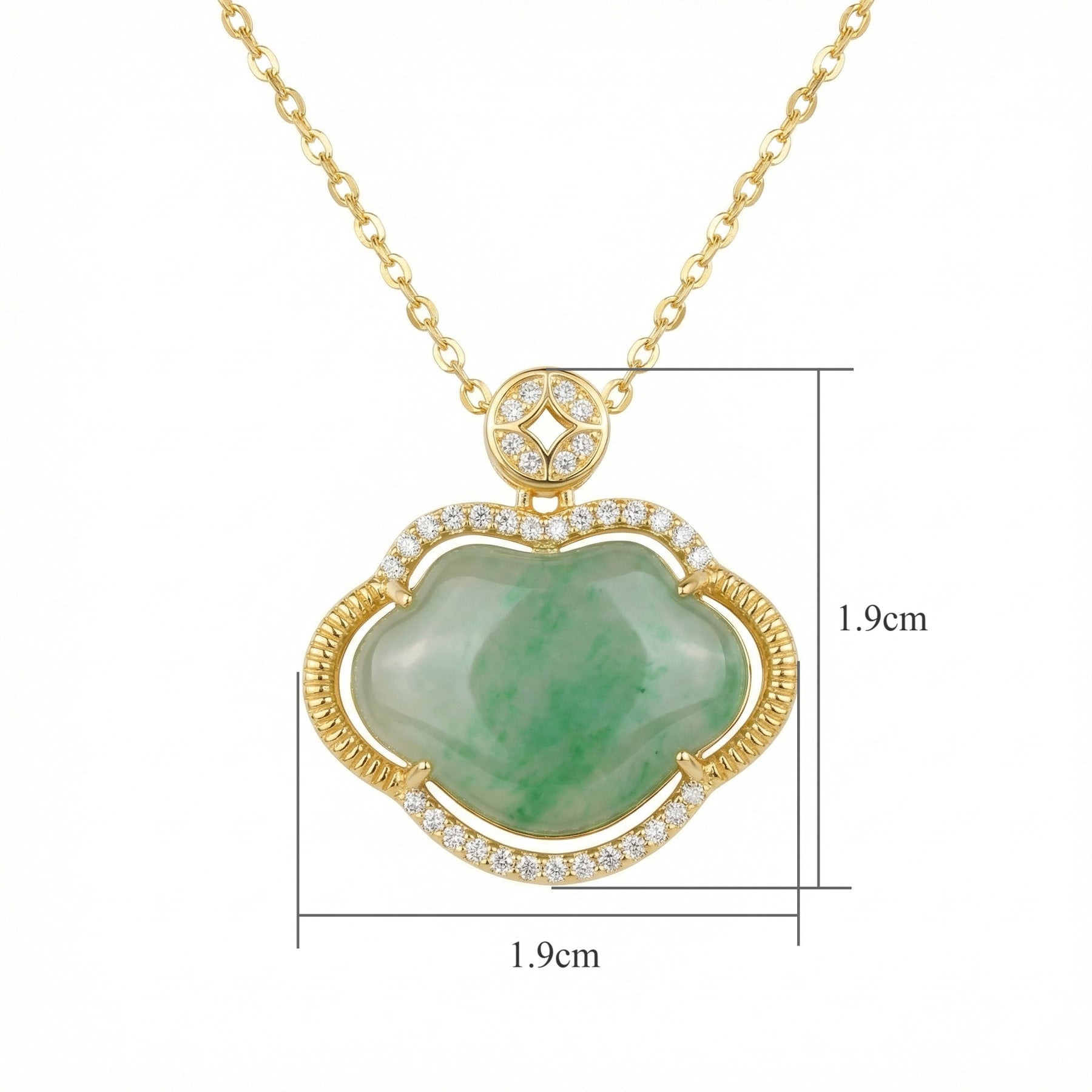 Jadeite Ruyi Motif Pendant Necklace – jade necklace, front view