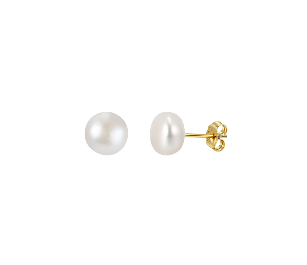 Cultured Freshwater Pearl Studs – pearl earrings, front view