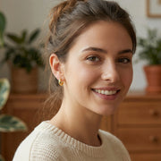 Chunky Polished Huggie Hoop Earrings – sterling silver earrings, front view