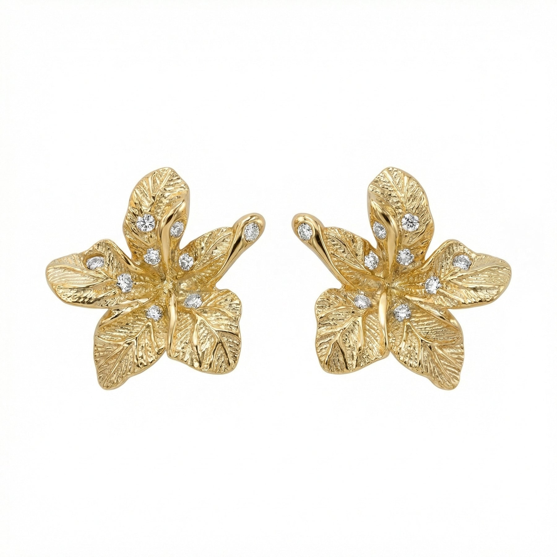 Textured Flower Stud Earrings – sterling silver earrings, front view