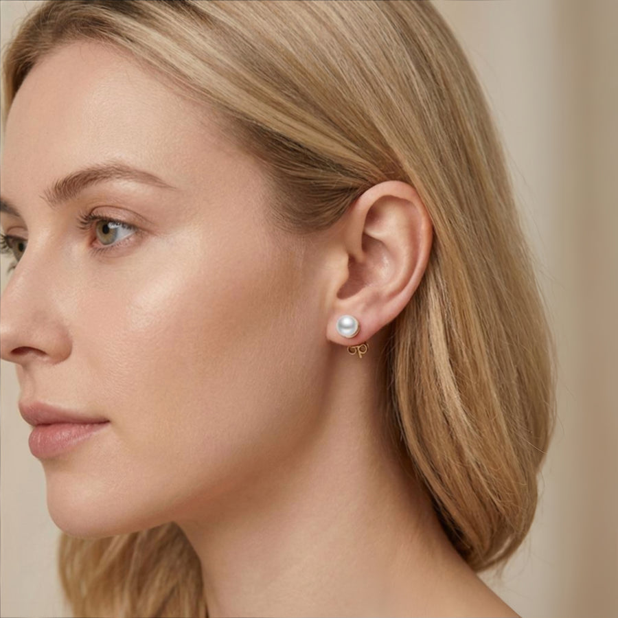 Small White Pearl Studs, Gilded Backs – pearl earrings