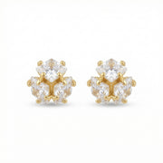 Triple Trillion-Cut Cluster Studs – sterling silver earrings, side detail